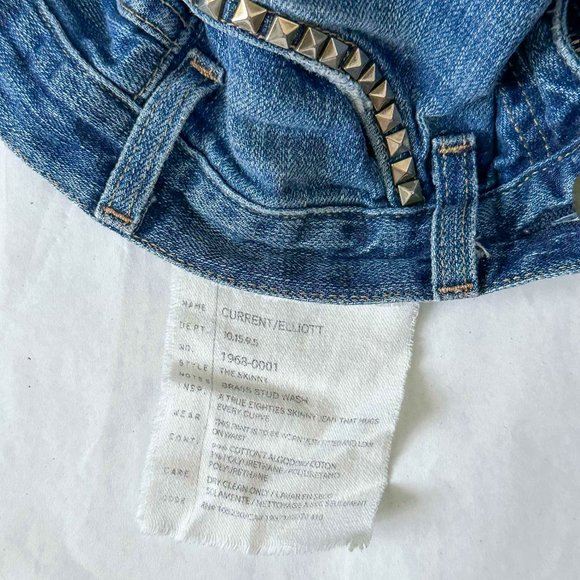 *Current Elliot* THE SKINNY BRASS STUD WASH JEANS* Sz 23 - Picture 8 of 9